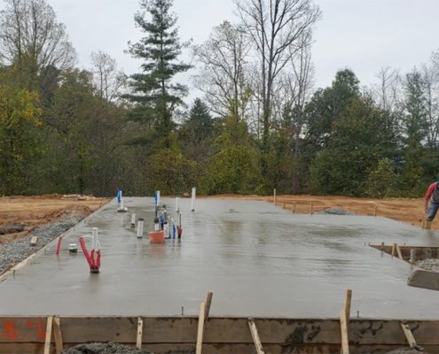A concrete slab for foundation work